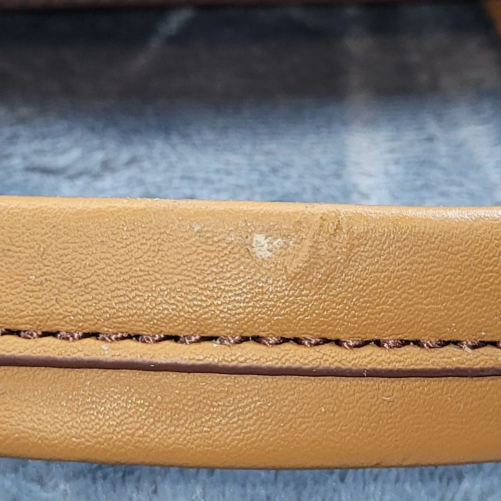 Fossil Issue No. 1954 Floral Canvas‎ Leather Satchel Crossbody Bag Tan Red